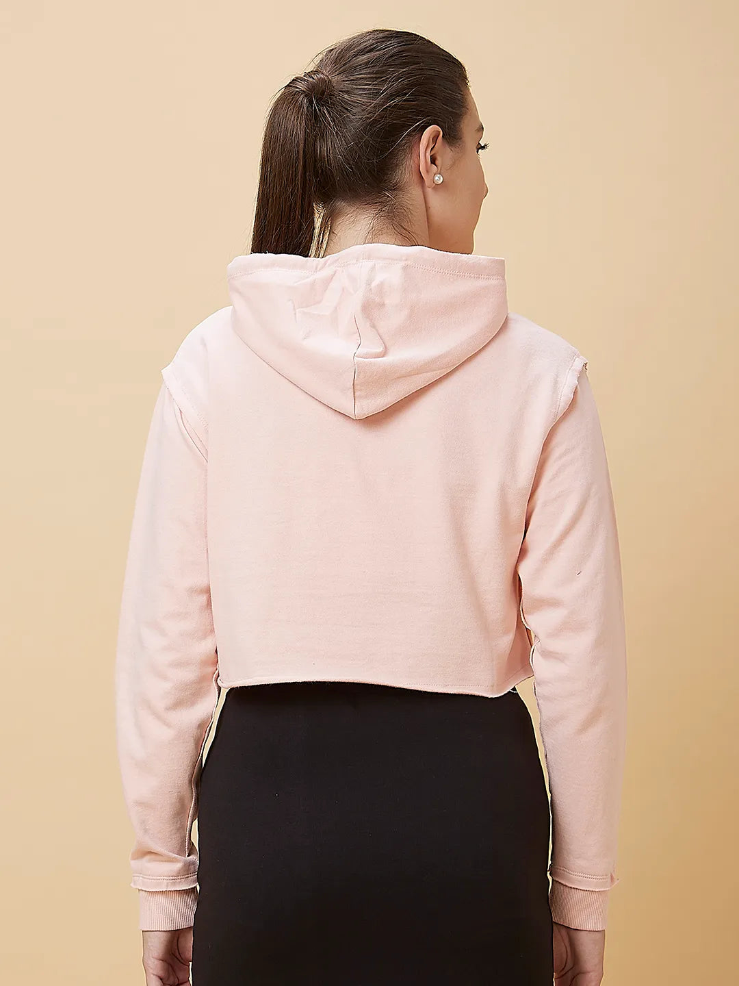 Pink Boxy Fit Women's Cropped Hoodie By Being Human Clothing