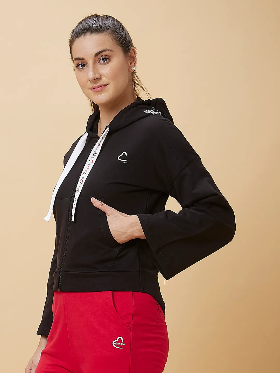 Being Human Clothing Women Easy Fit Hoody Neck Hoody Black