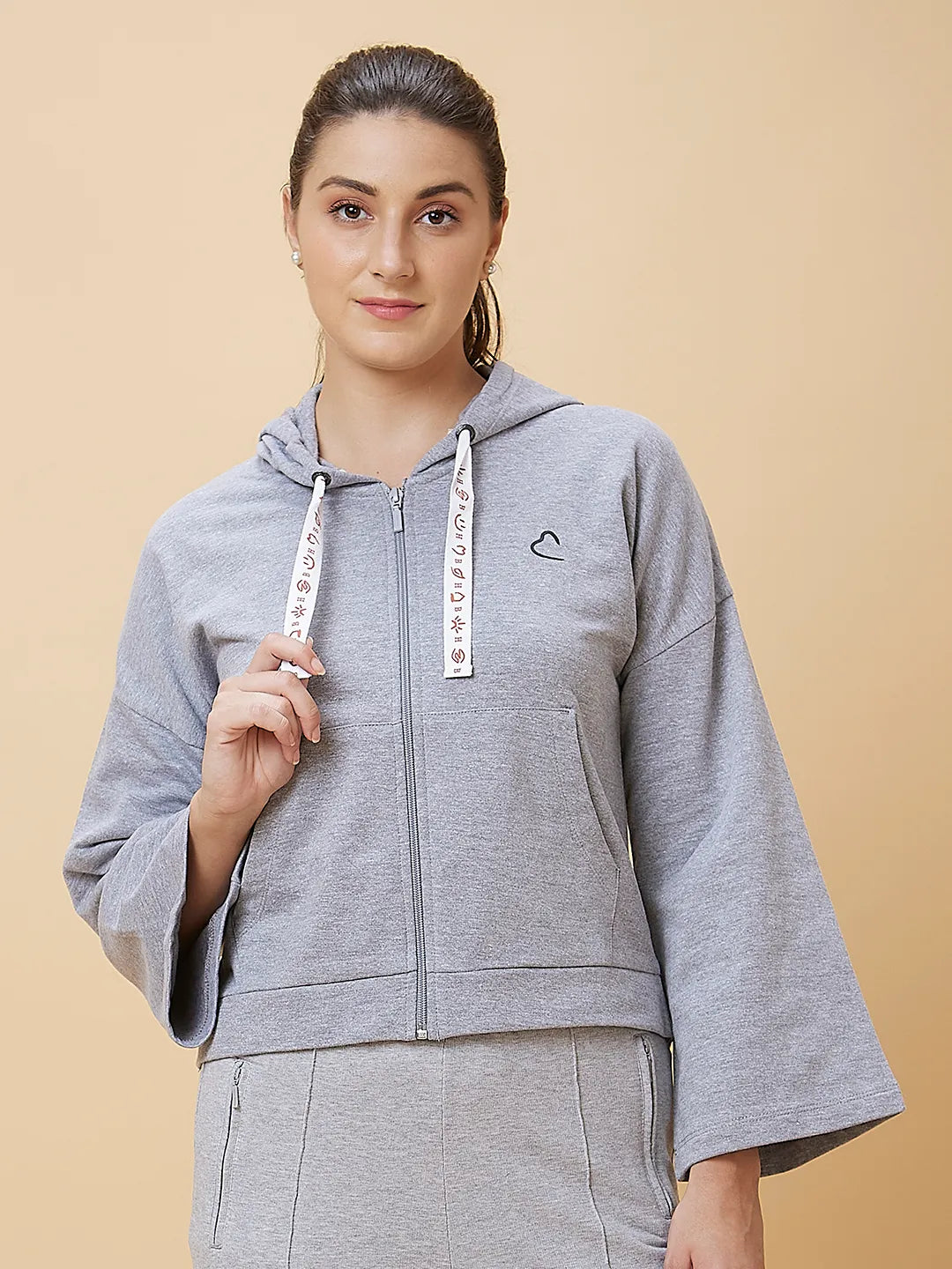 Women Easy Fit Hoody Neck Hoody Grey by Being Human Clothing