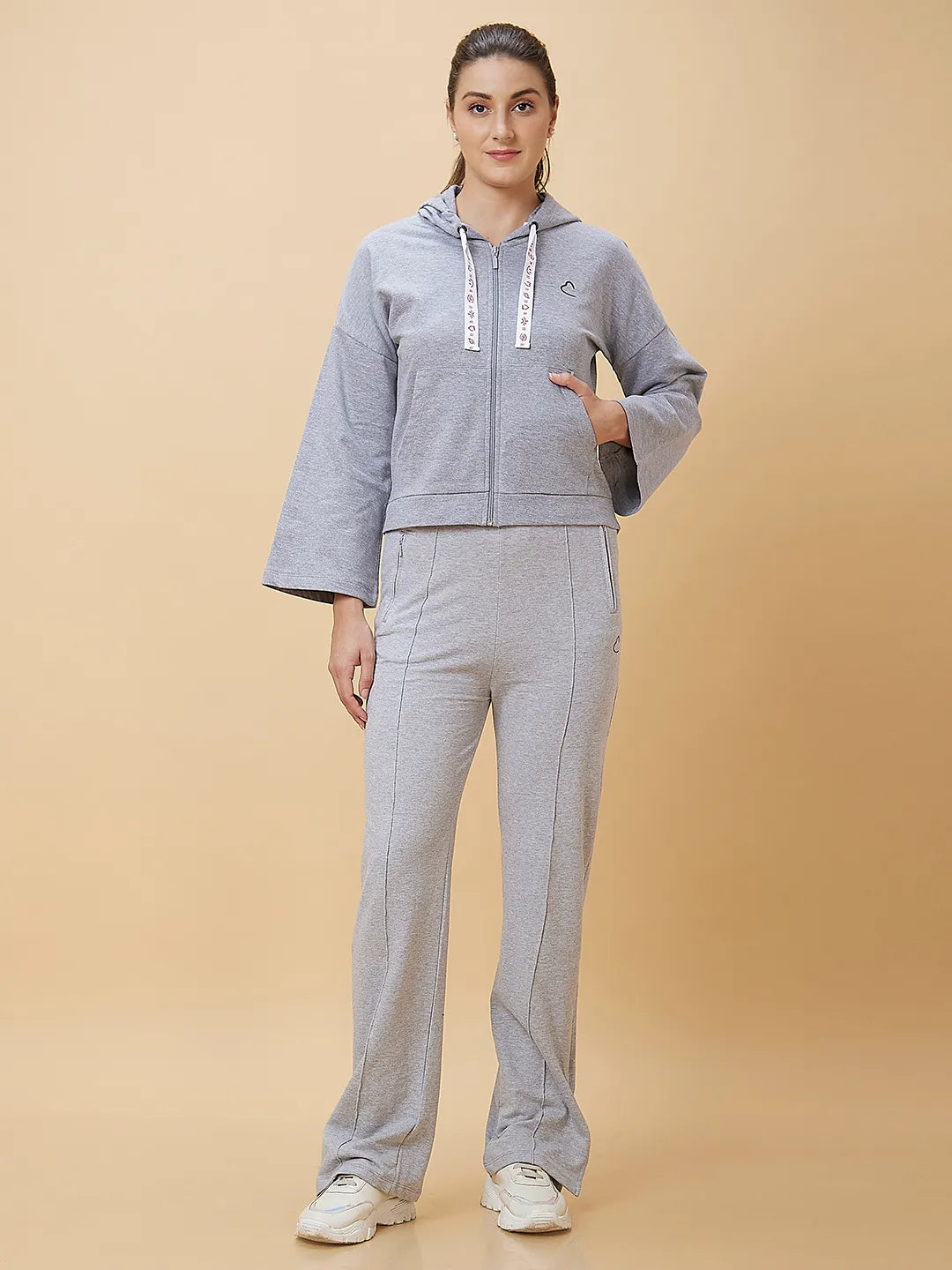 Women Easy Fit Hoody Neck Hoody Grey by Being Human Clothing