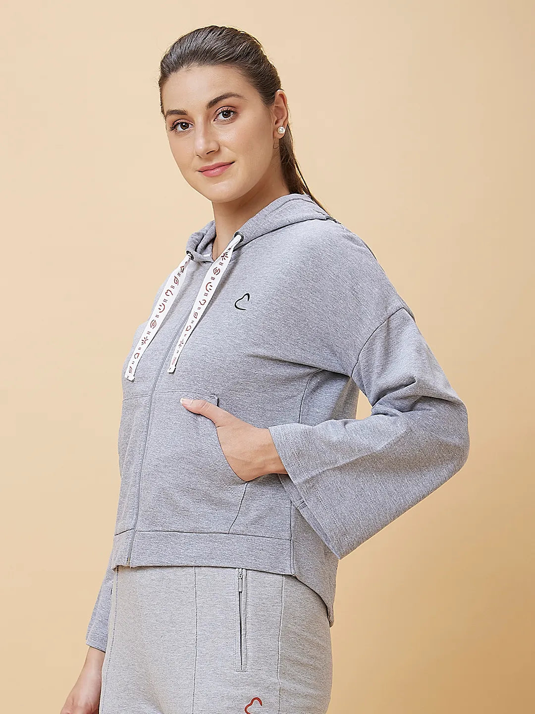 Women Easy Fit Hoody Neck Hoody Grey by Being Human Clothing