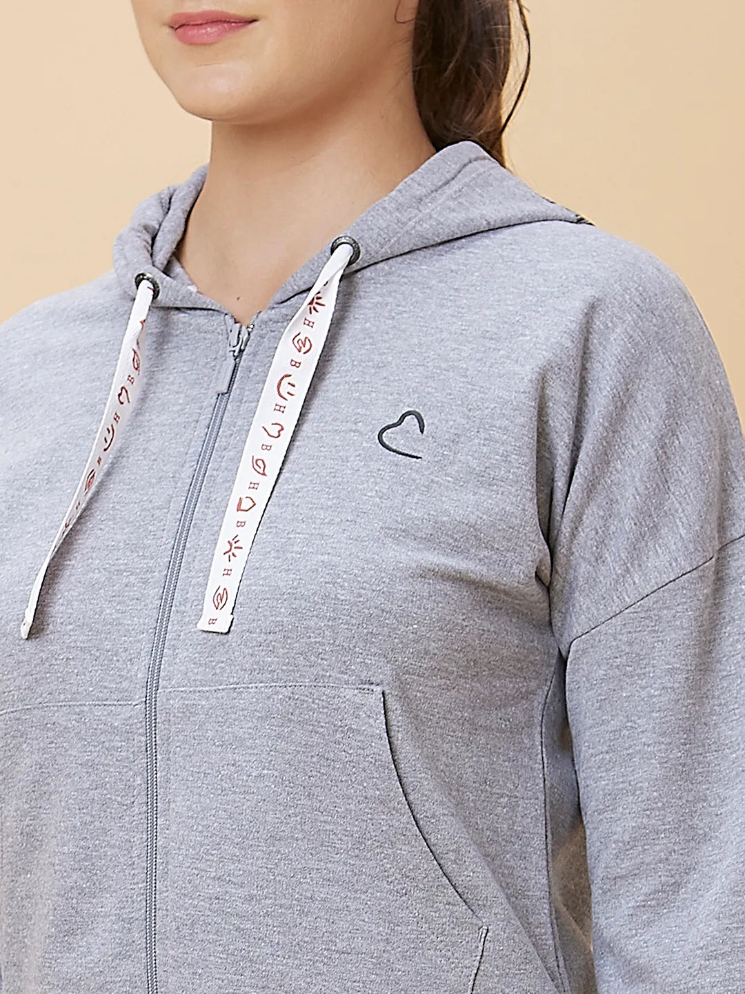 Women Easy Fit Hoody Neck Hoody Grey by Being Human Clothing