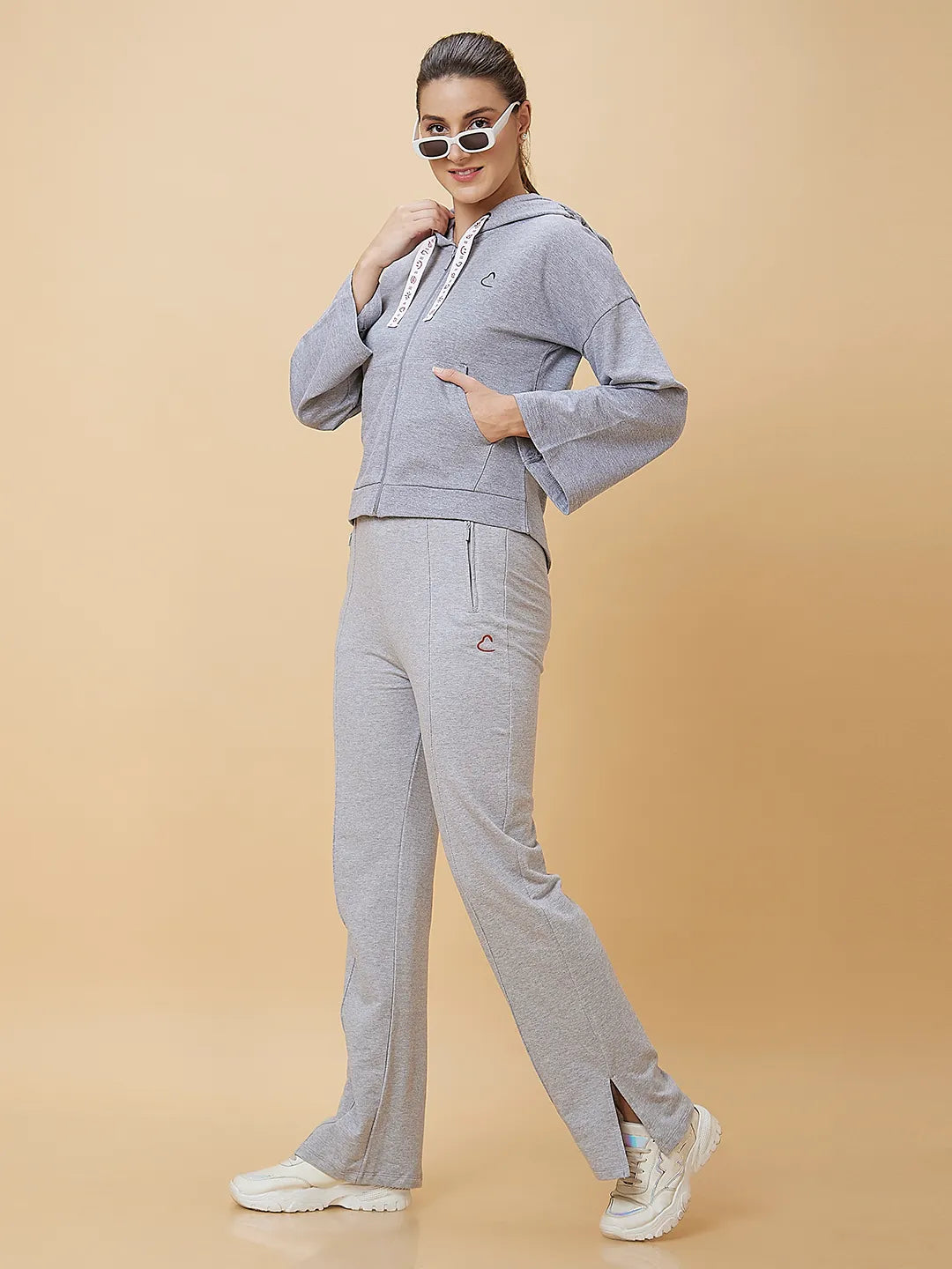 Women Easy Fit Hoody Neck Hoody Grey by Being Human Clothing