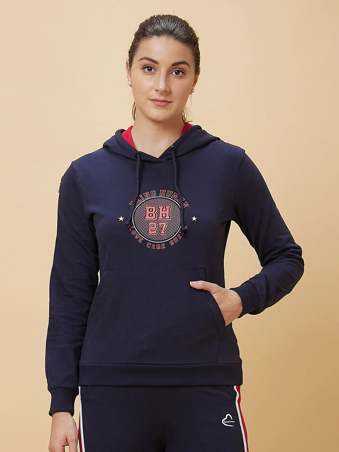 Women Regular Fit Hoody Neck Hoody Navy by Being Human Clothing