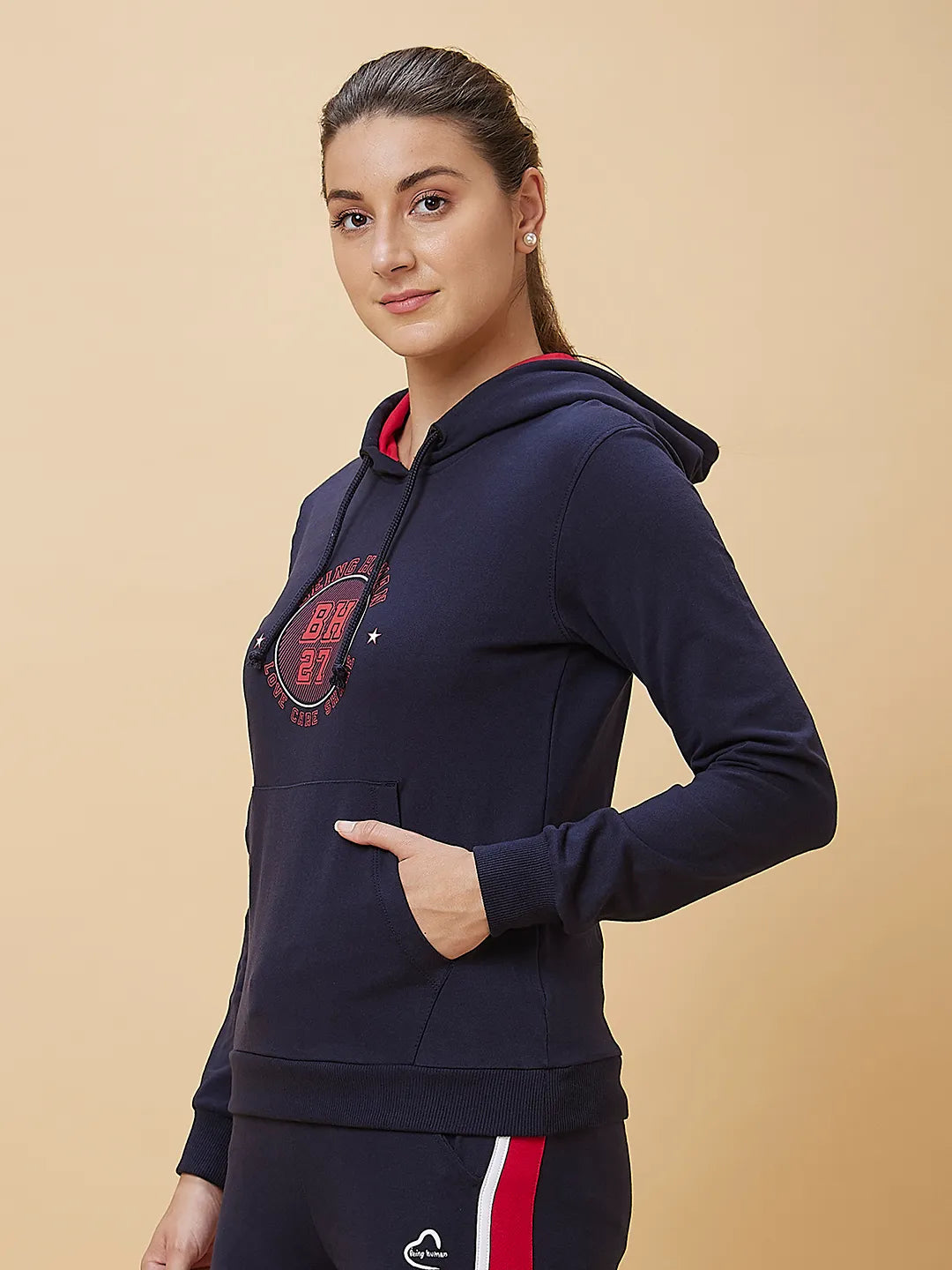 Women Regular Fit Hoody Neck Hoody Navy by Being Human Clothing