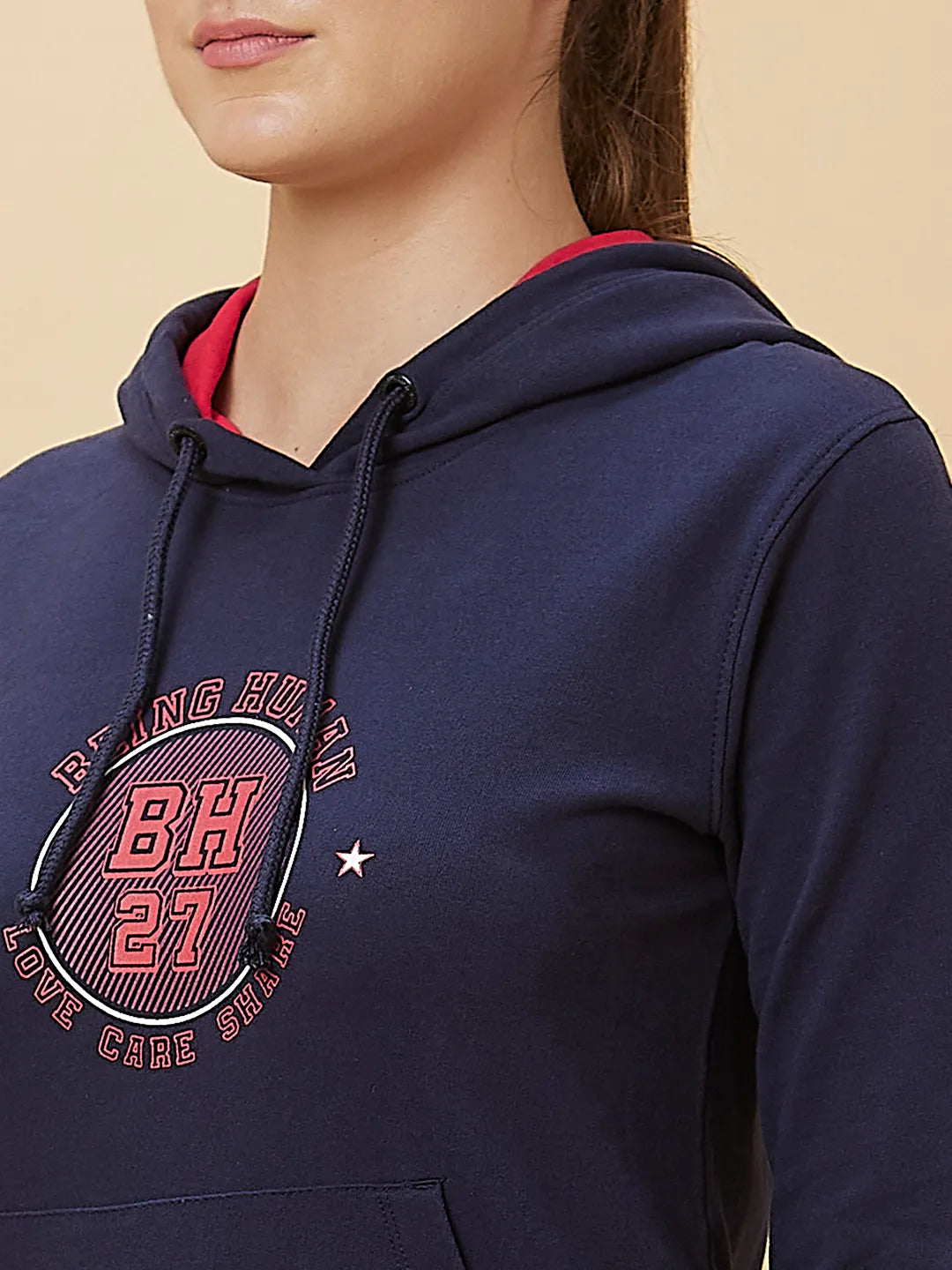 Women Regular Fit Hoody Neck Hoody Navy by Being Human Clothing