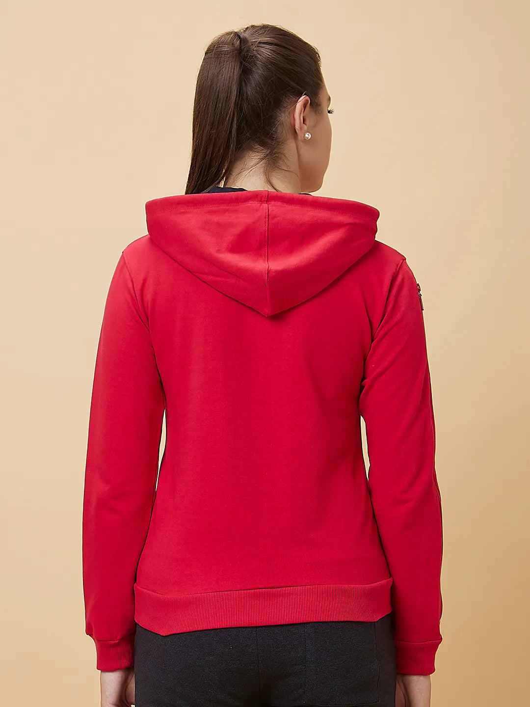 Red Long Sleeve Women's Hoodie By Being Human Clothing