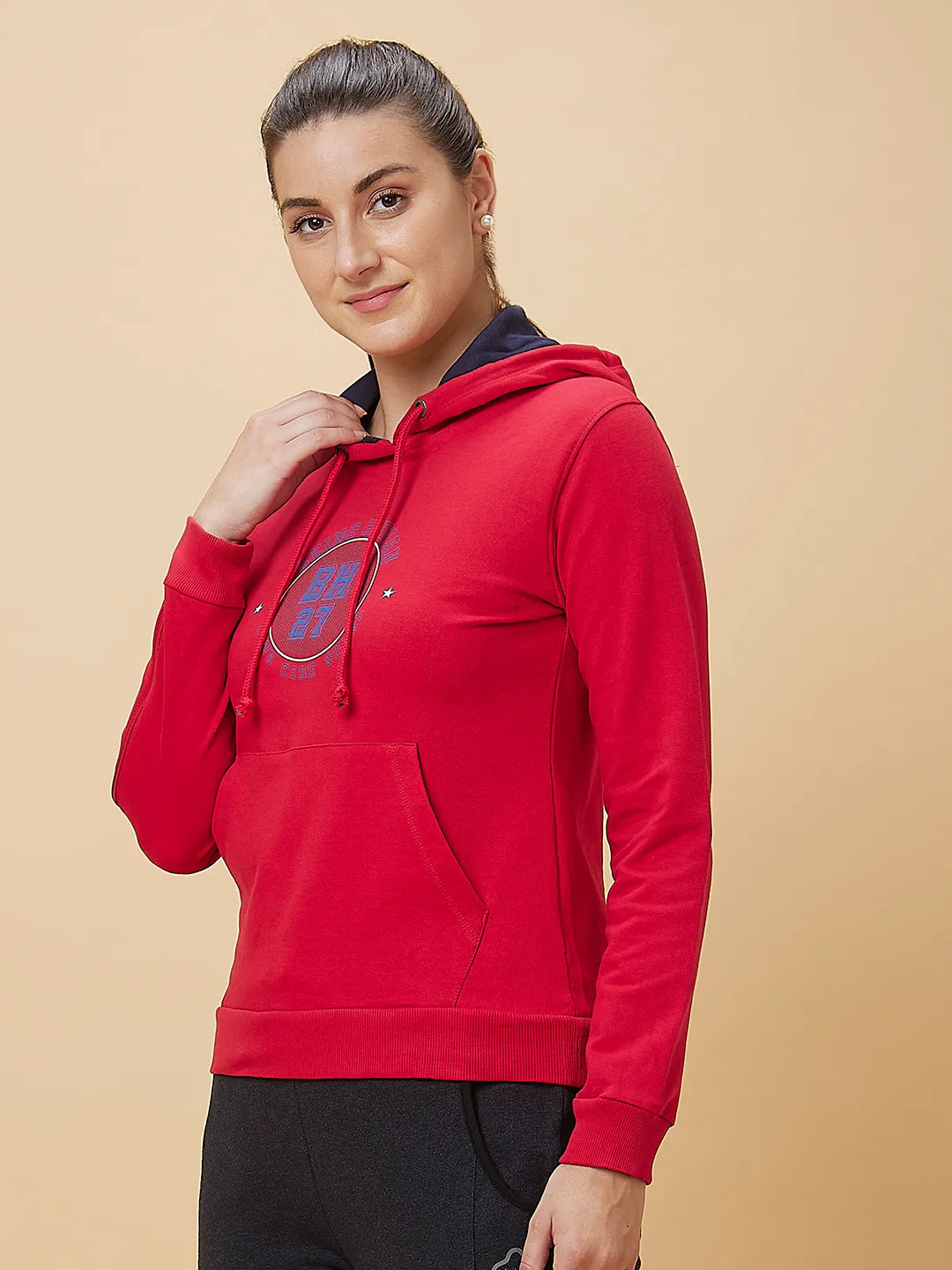 Red Long Sleeve Women's Hoodie By Being Human Clothing