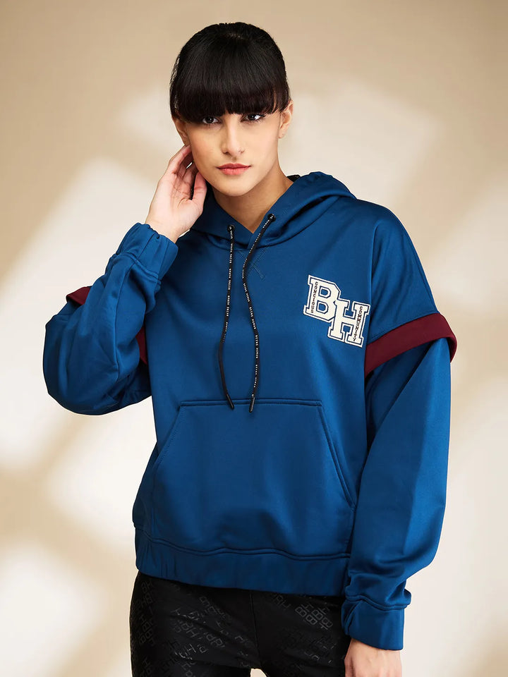 Green Easy Fit  Long Sleeves Detachable Women's Hoodie