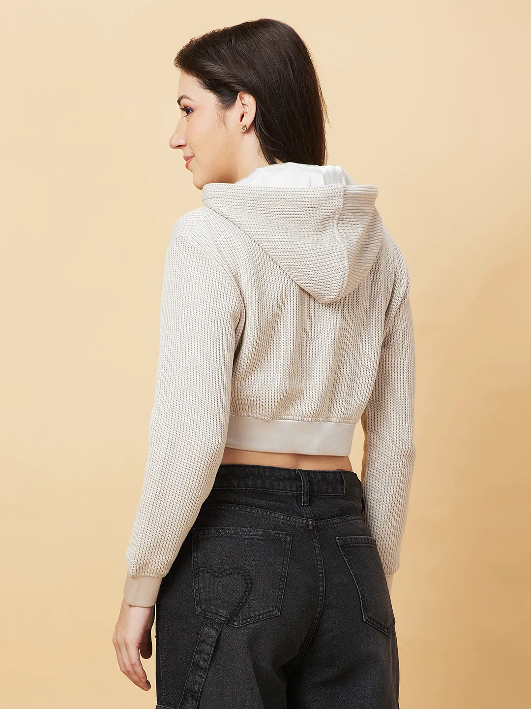 Womens-Top Hoody Off White by Being Human Clothing