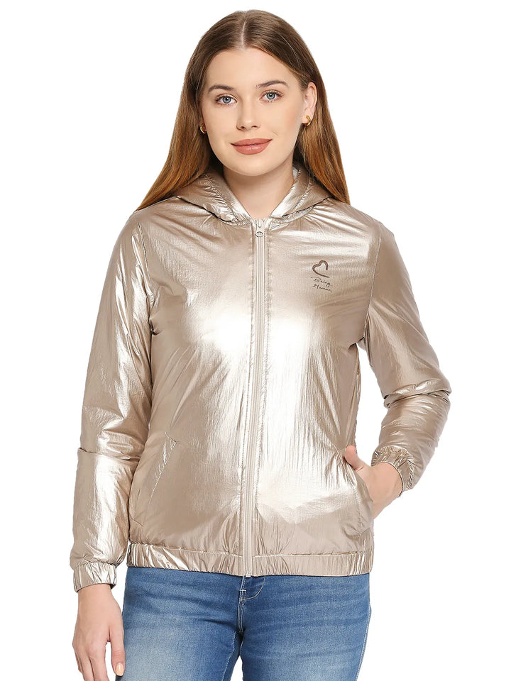 Yellow Regular Fit Long Sleeves Nylon Women's Jacket
