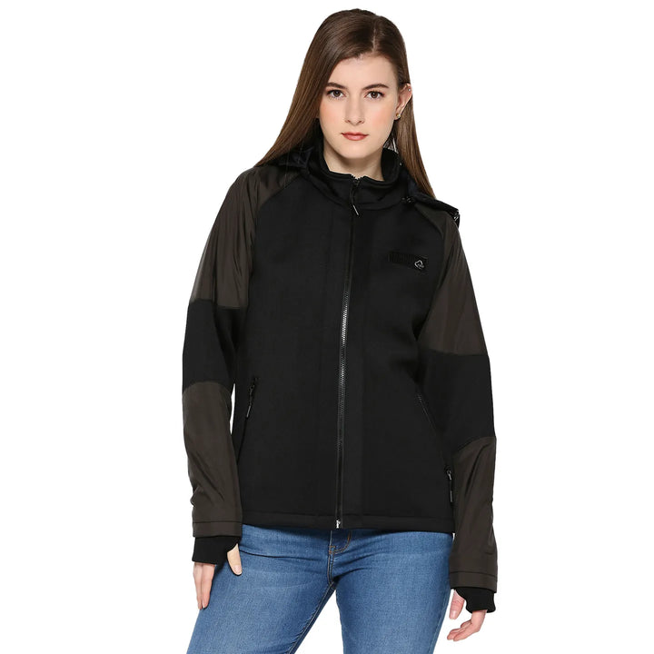 Black Semi Fit  Long Sleeves Women's Jacket