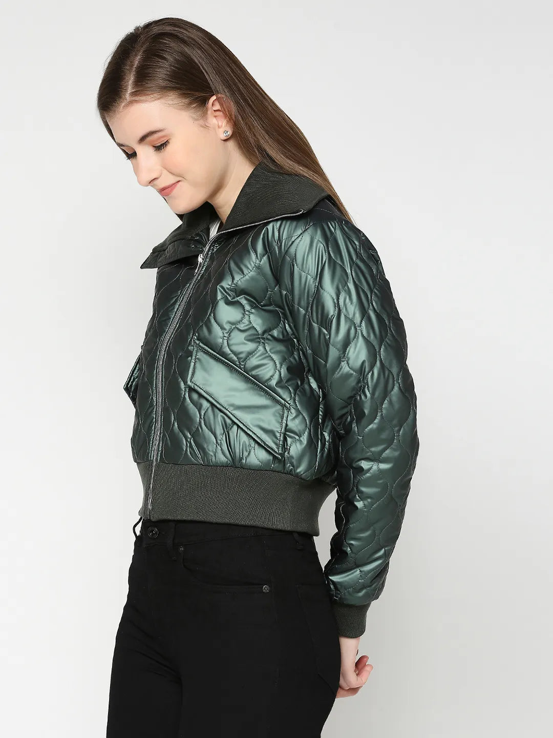 Green Semi Fit Long Sleeve Women's Jacket By Being Human Clothing