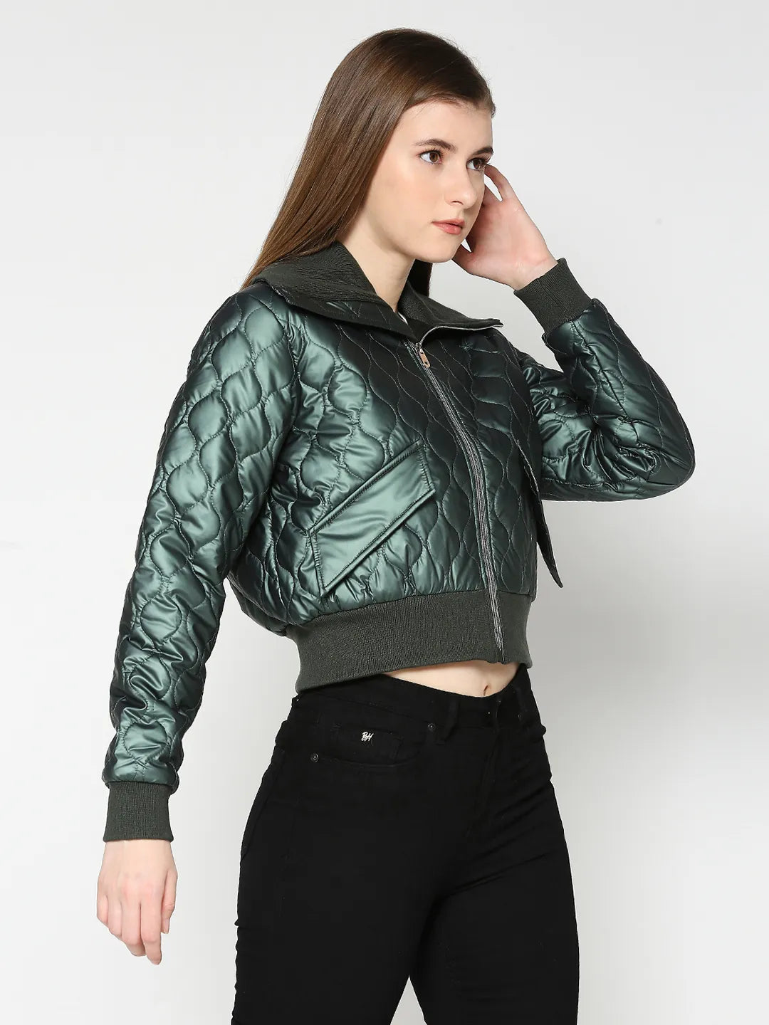 Green Semi Fit Long Sleeve Women's Jacket By Being Human Clothing
