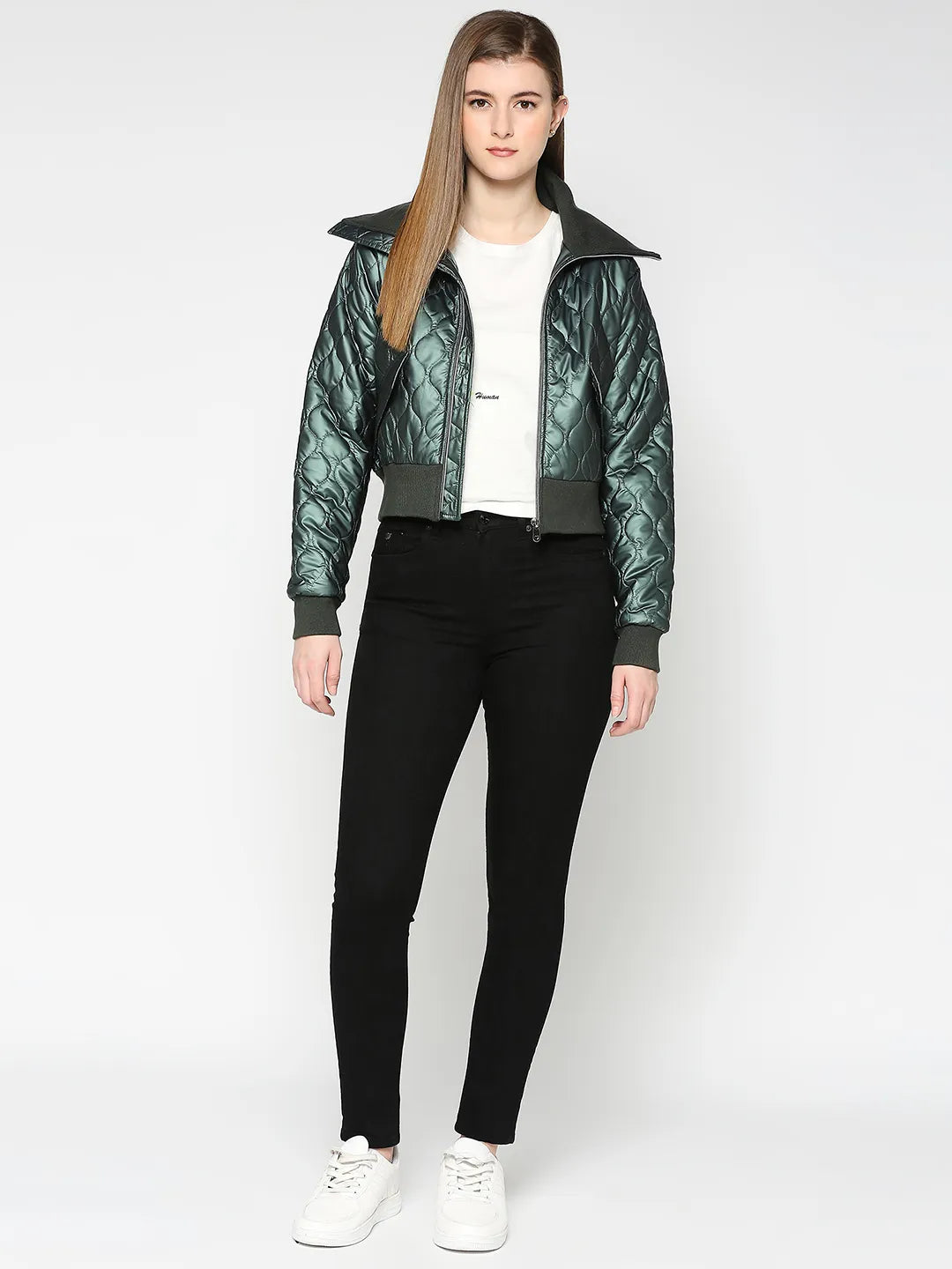 Green Semi Fit Long Sleeve Women's Jacket By Being Human Clothing