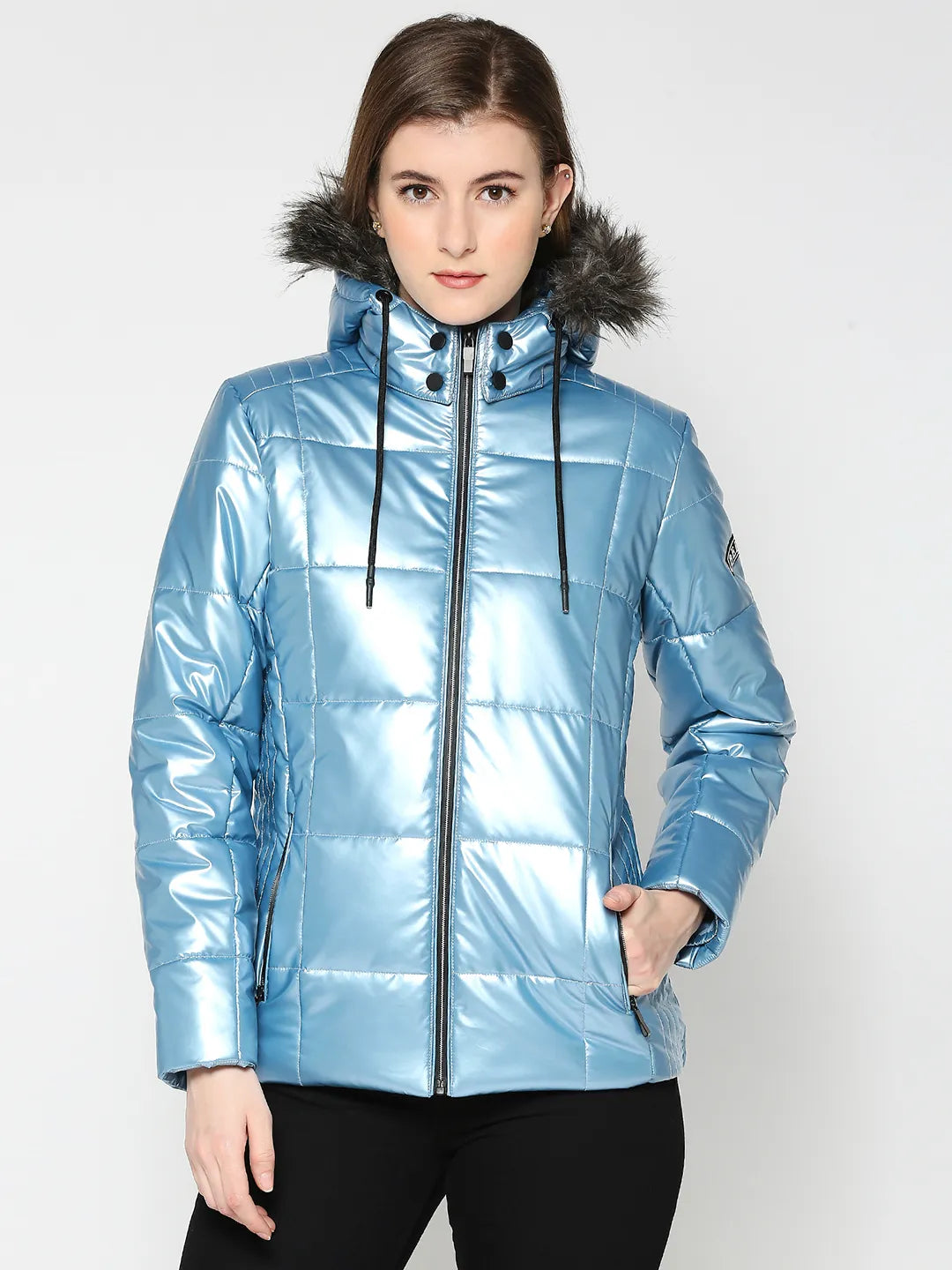 Being Human Clothing Women Semi Fit Jackets-Metalic Royal