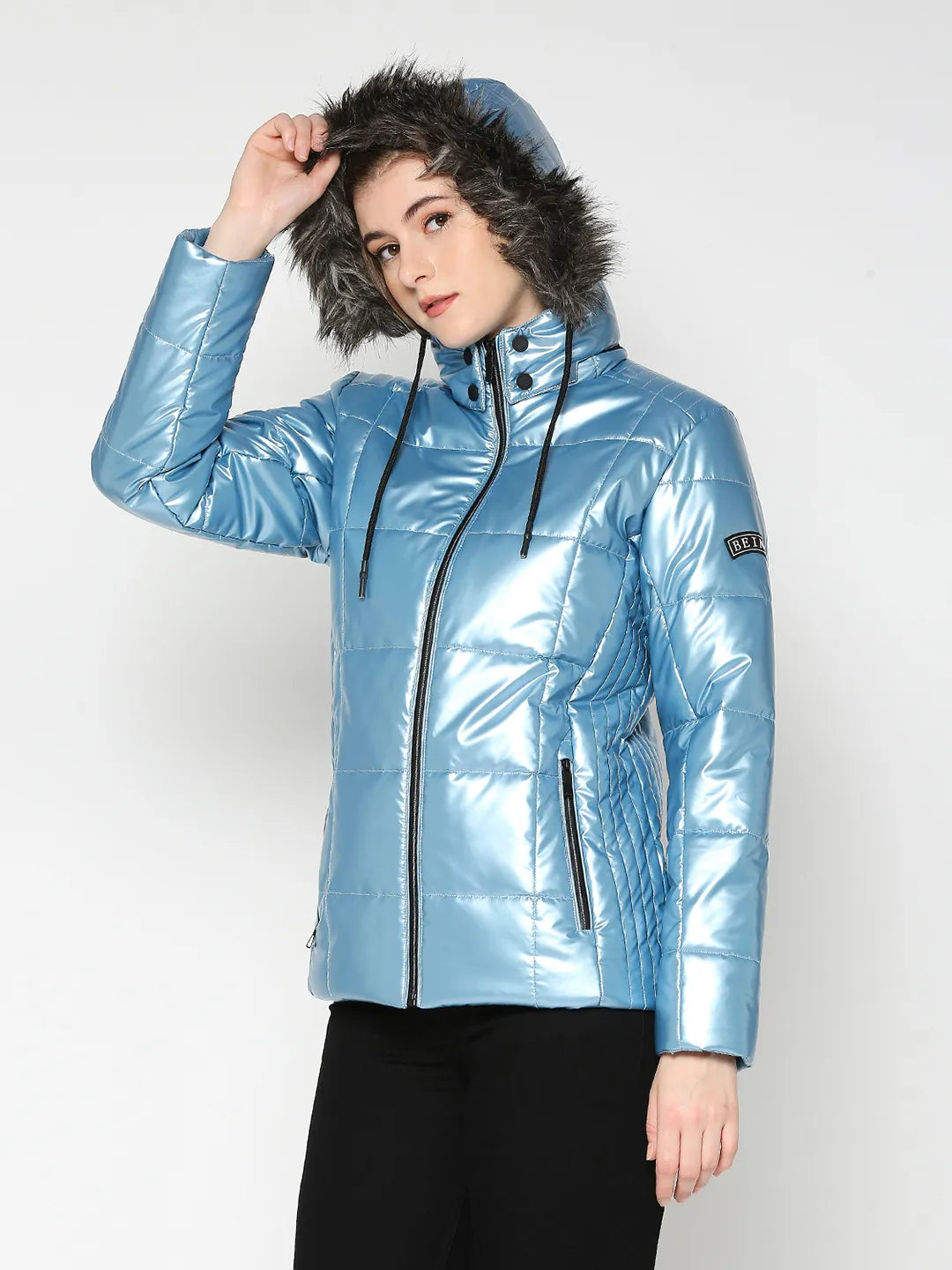 Being Human Clothing Women Semi Fit Jackets-Metalic Royal