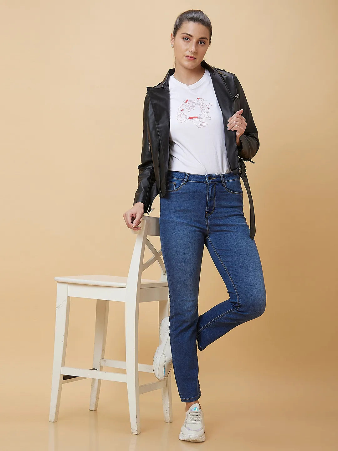 Being Human Clothing Women Biker Jacket Collar Neck Black