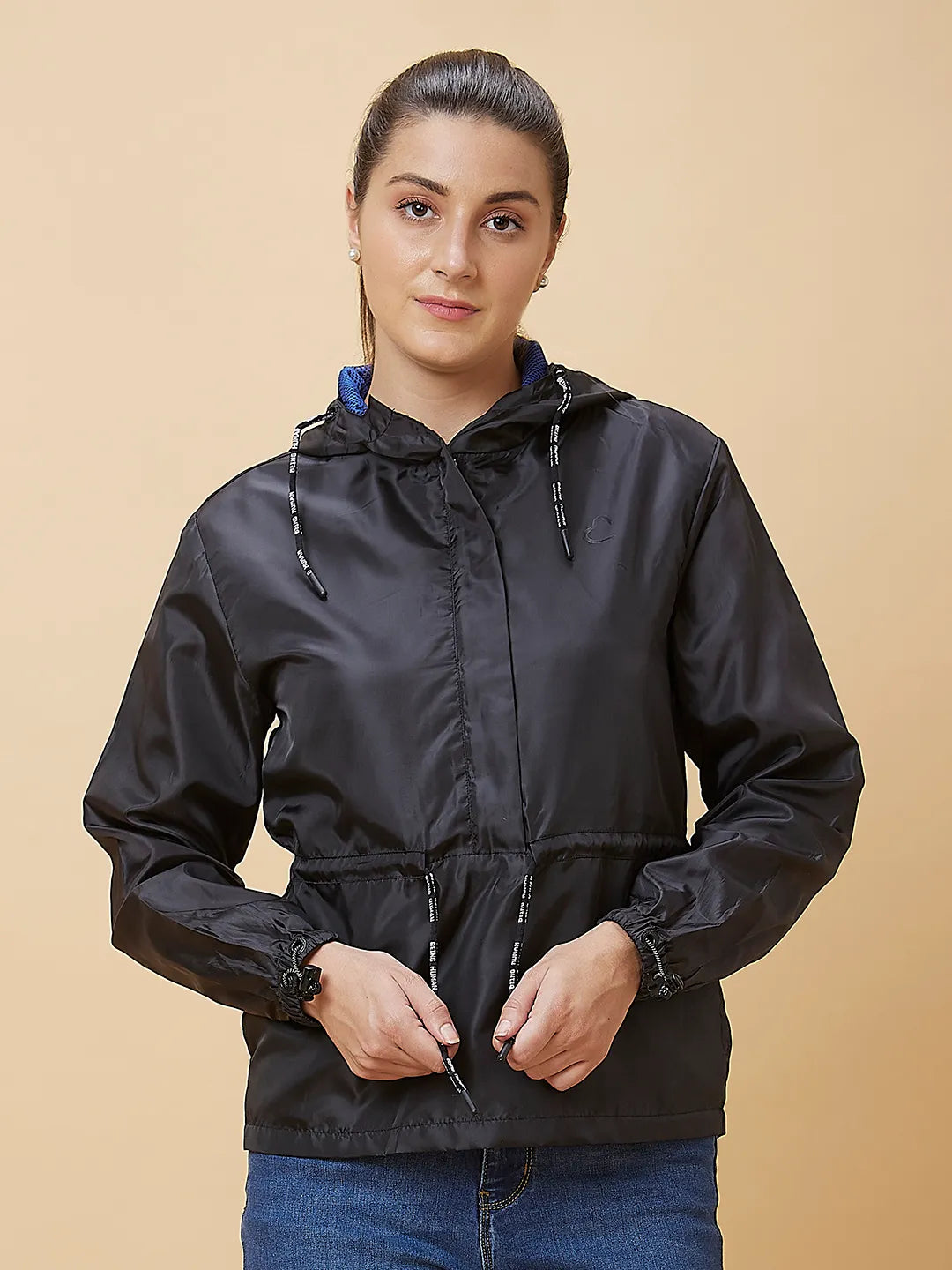 Black Easy Fit Long Sleeve Women's Jacket By Being Human Clothing