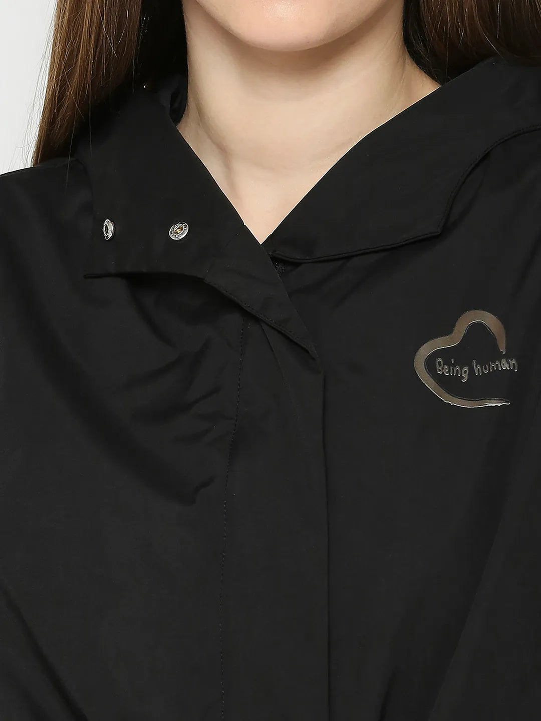 Being Human Clothing Women Easy Fit Hooded Jackets-Black