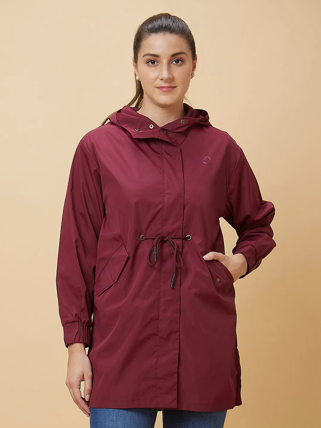 Buy Maroon Easy Fit Long Sleeve Women's Jacket Online In India