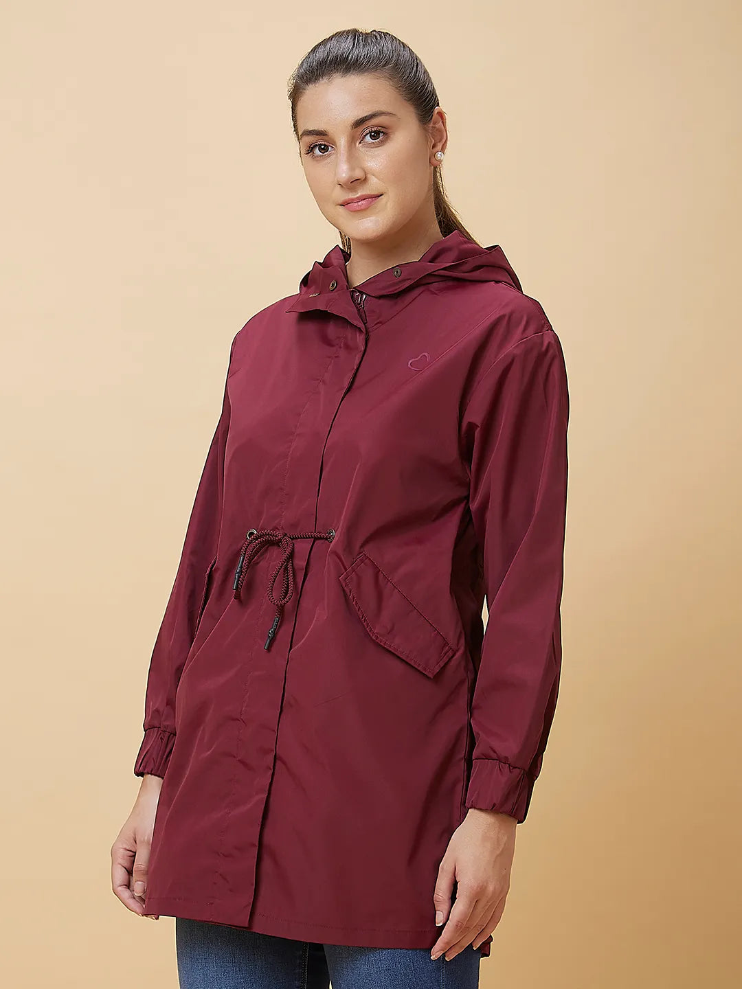 Being Human Clothing Women Easy Fit Hoody Neck T-Shirts Maroon