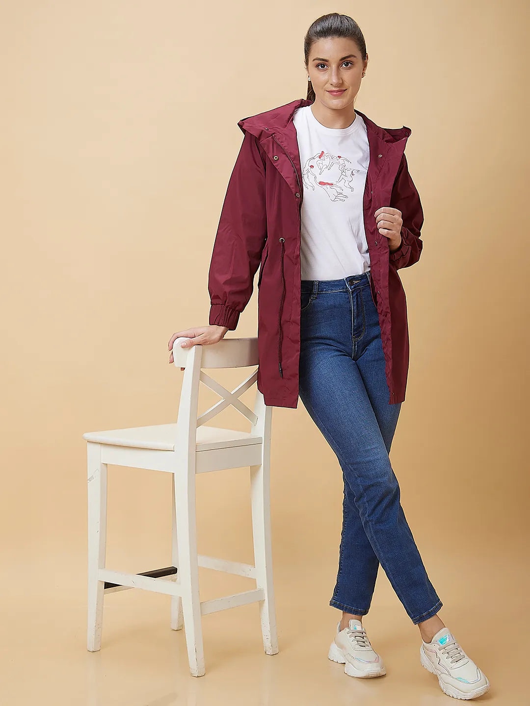 Being Human Clothing Women Easy Fit Hoody Neck T-Shirts Maroon