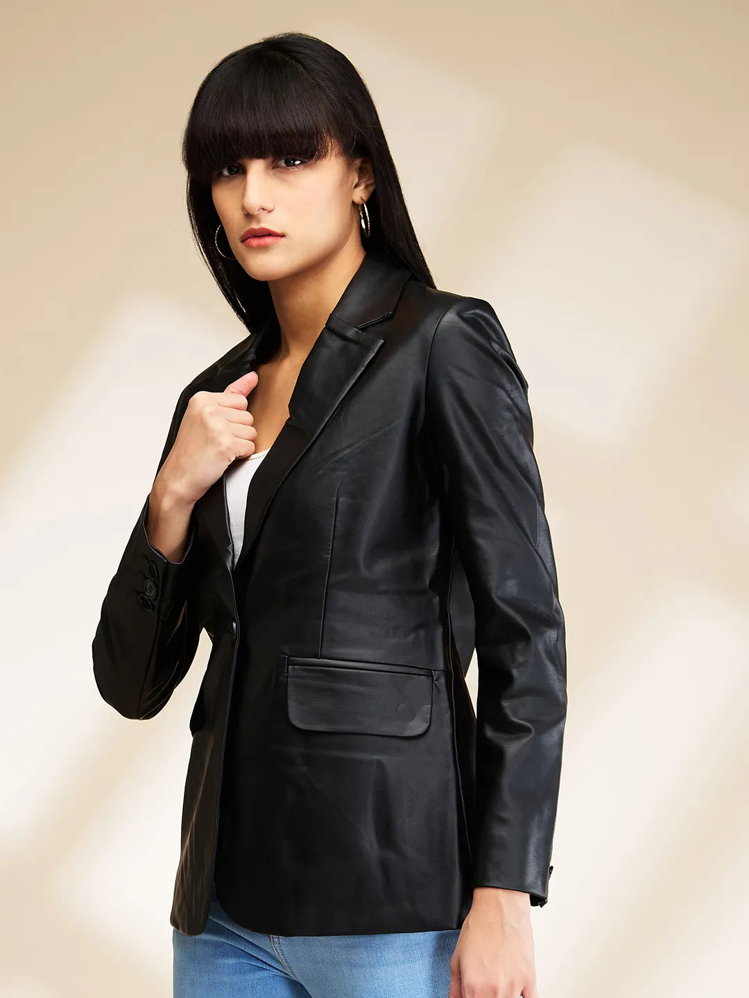 Black Slim Fit Long Sleeve Women's Jacket By Being Human Clothing