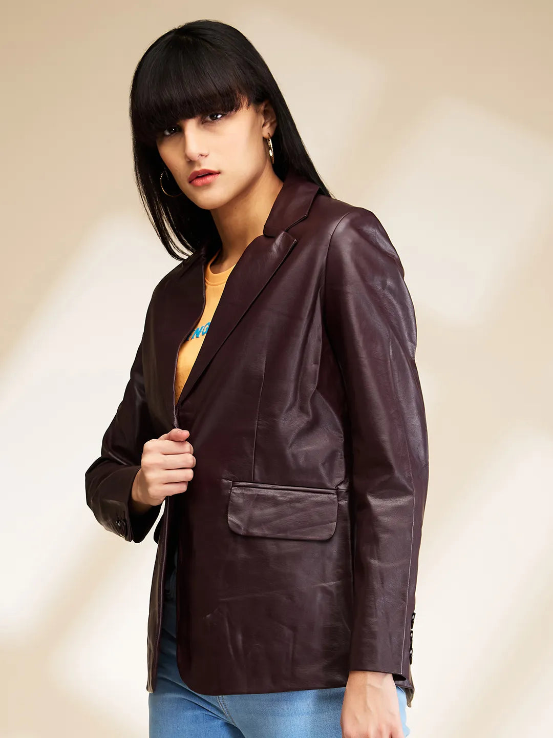 Wine Slim Fit Long Sleeve Women's Jacket By Being Human Clothing