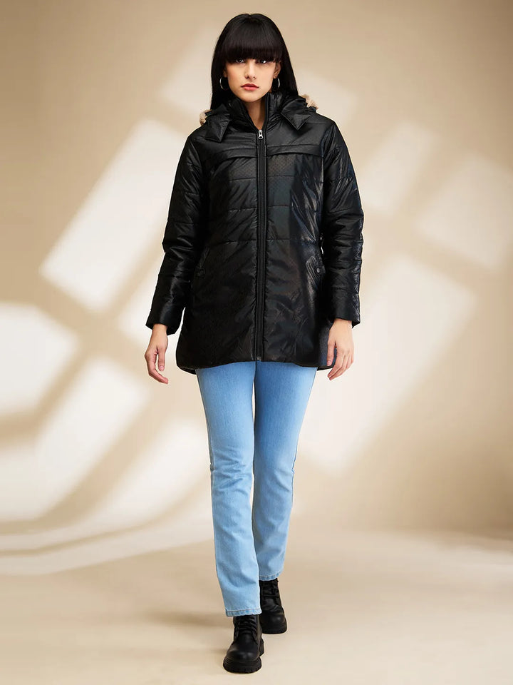 Black Slim Fit Long Sleeve Women's Jacket