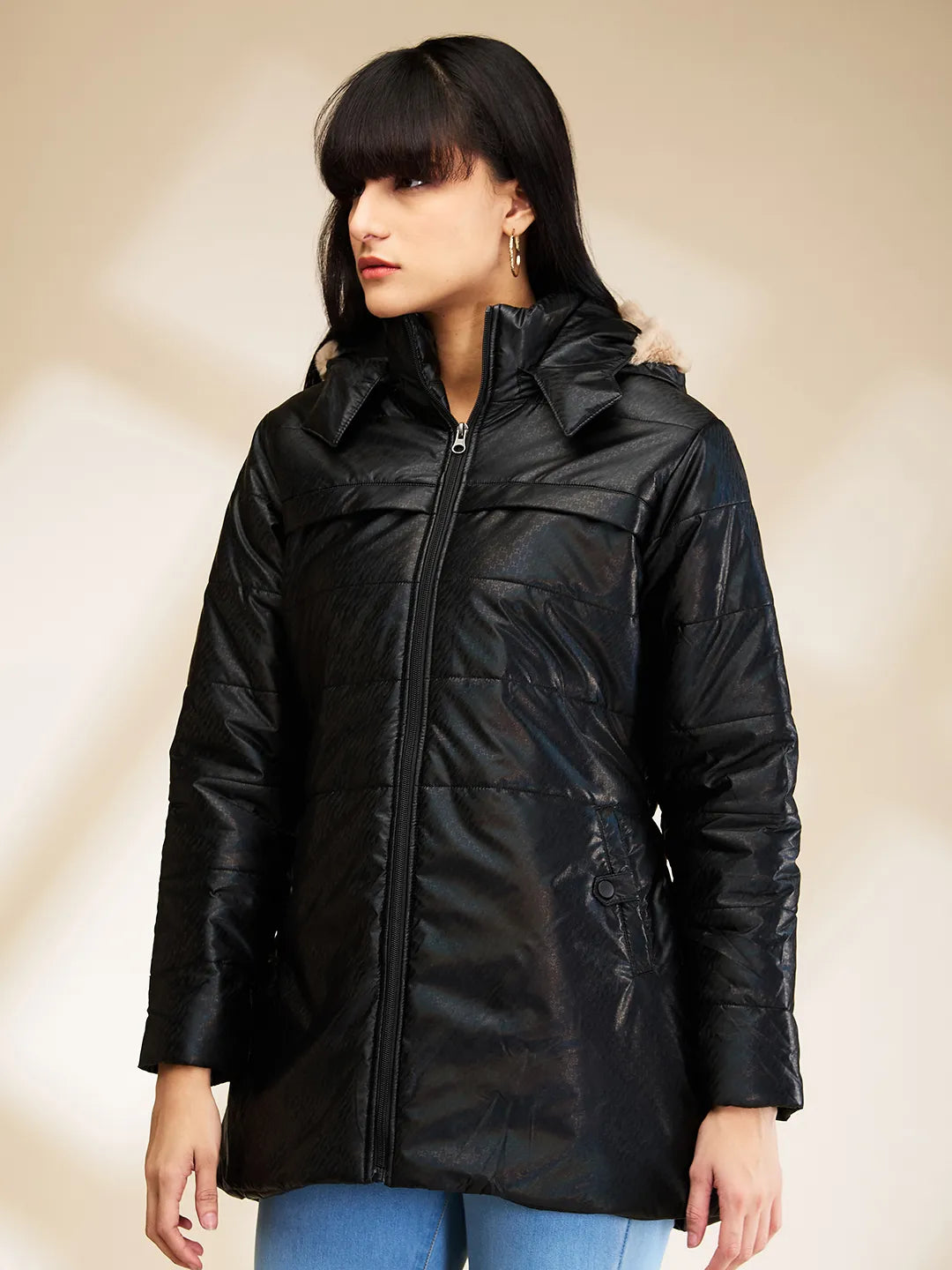 Black Slim Fit Long Sleeve Women's Jacket By Being Human Clothing