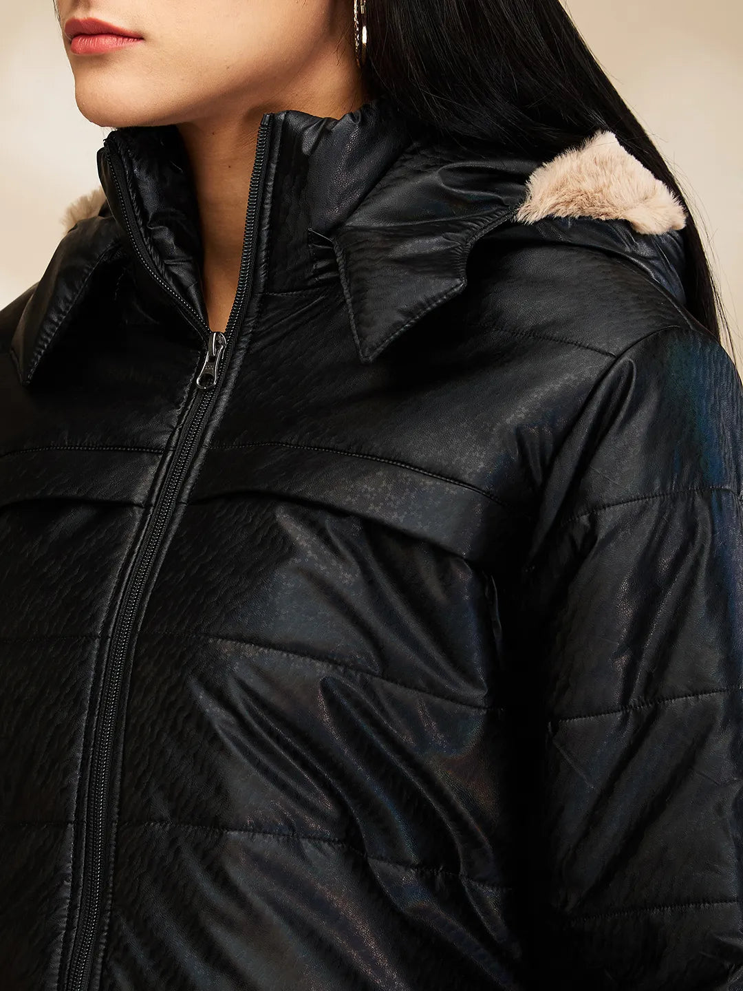 Black Slim Fit Long Sleeve Women's Jacket By Being Human Clothing