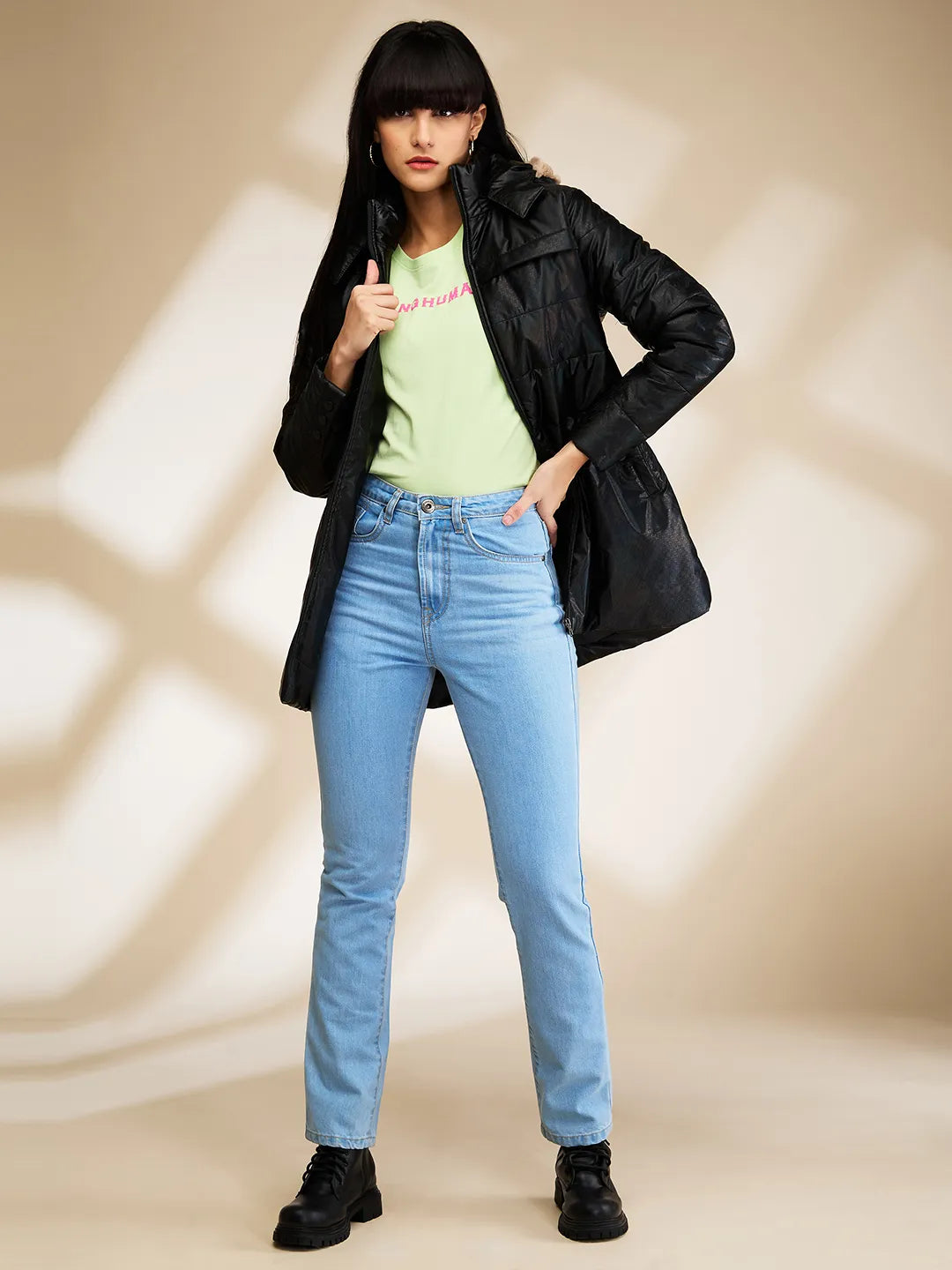 Black Slim Fit Long Sleeve Women's Jacket By Being Human Clothing