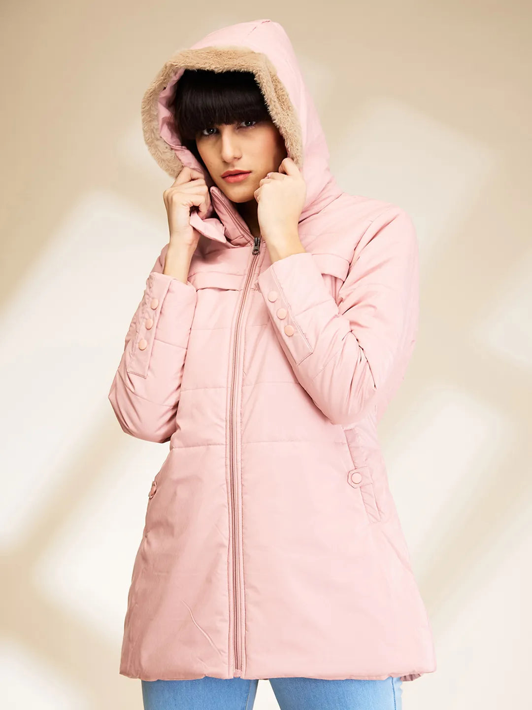 Pink Slim Fit Long Sleeve Women's Jacket By Being Human Clothing