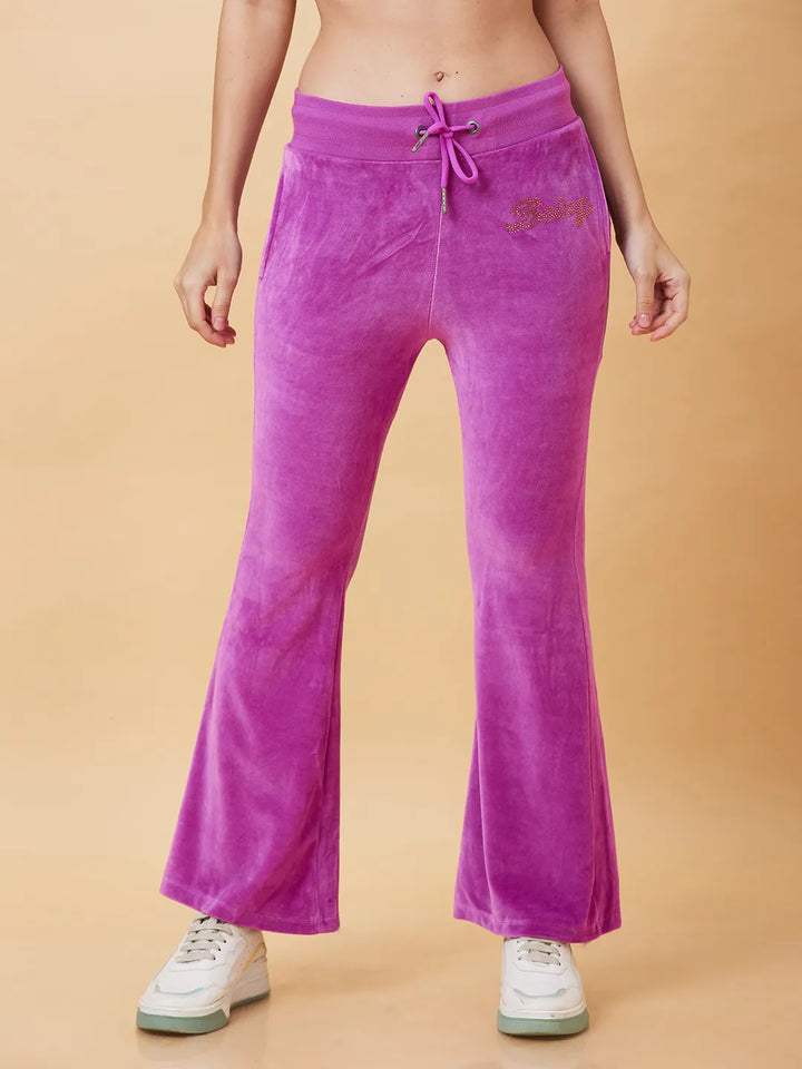 Purple Slim Flare Women's Track Pants
