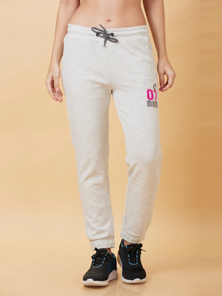 Beige Mid Rise Regular Fit Women's Track Pants
