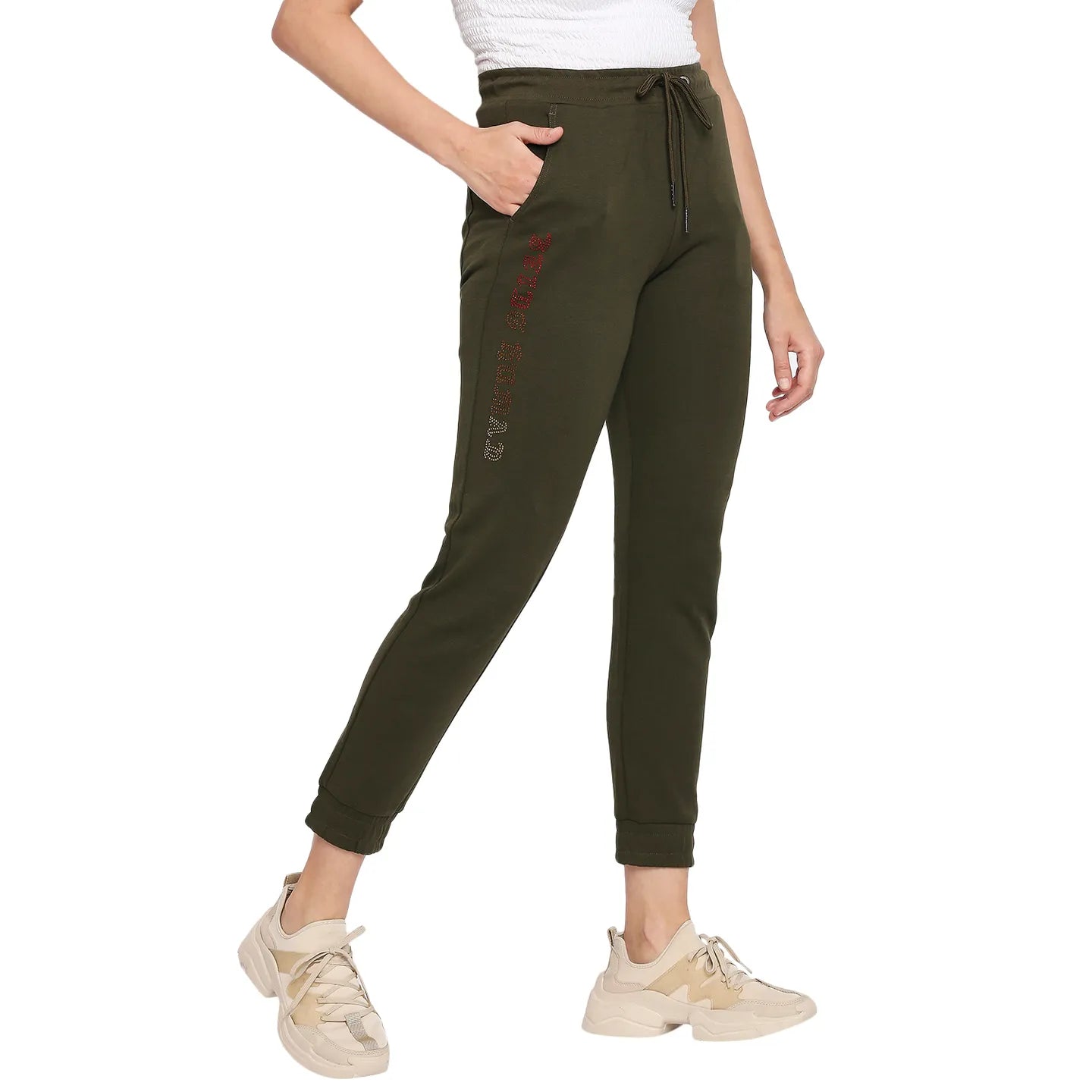 Being Human Clothing Women Boxy Fit  Track-Olive