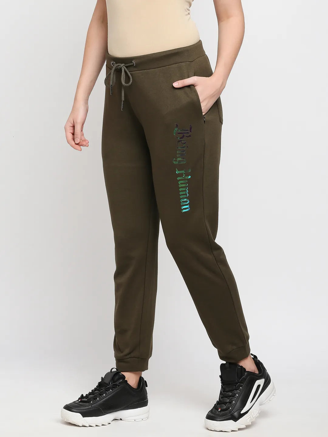 Being Human Clothing Women  Jogger Fit Track-Olive