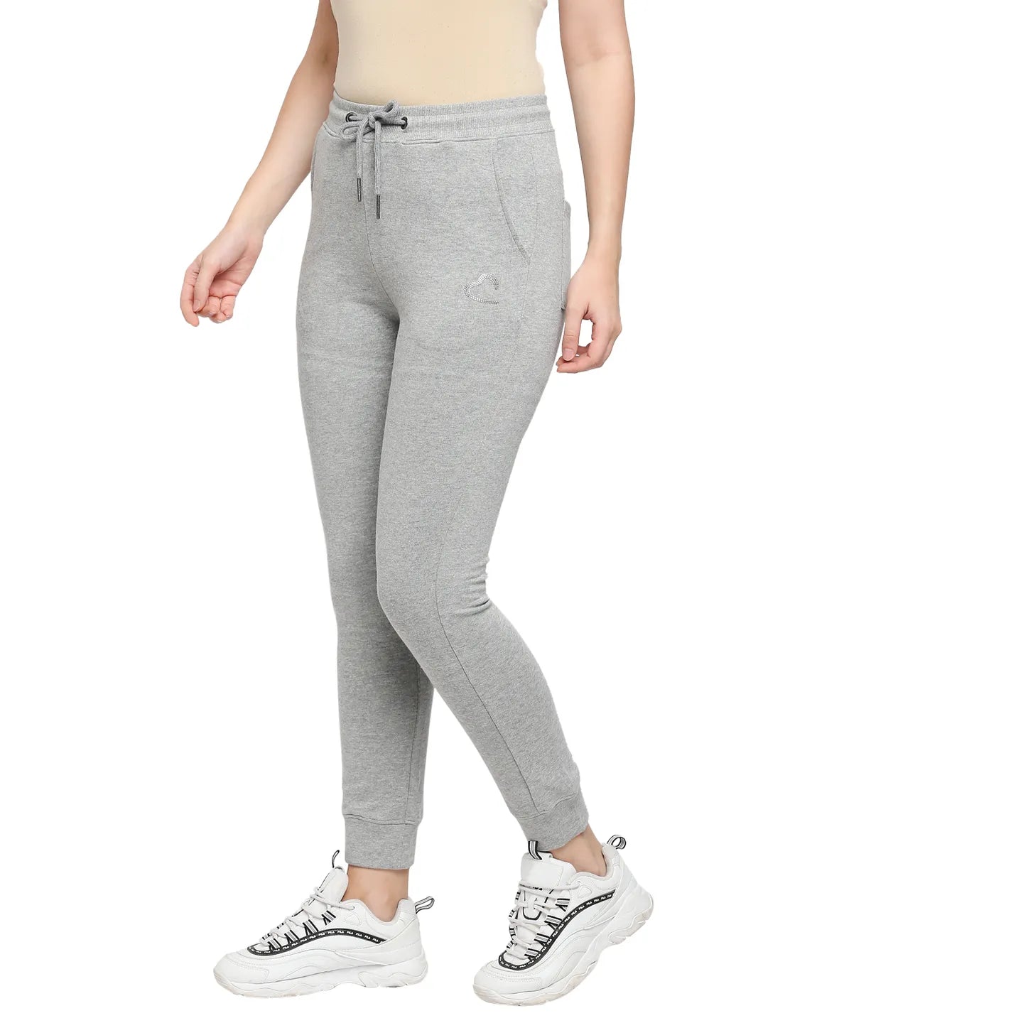Being Human Clothing Women Slim  Fit Jogger Track-Grey Melange
