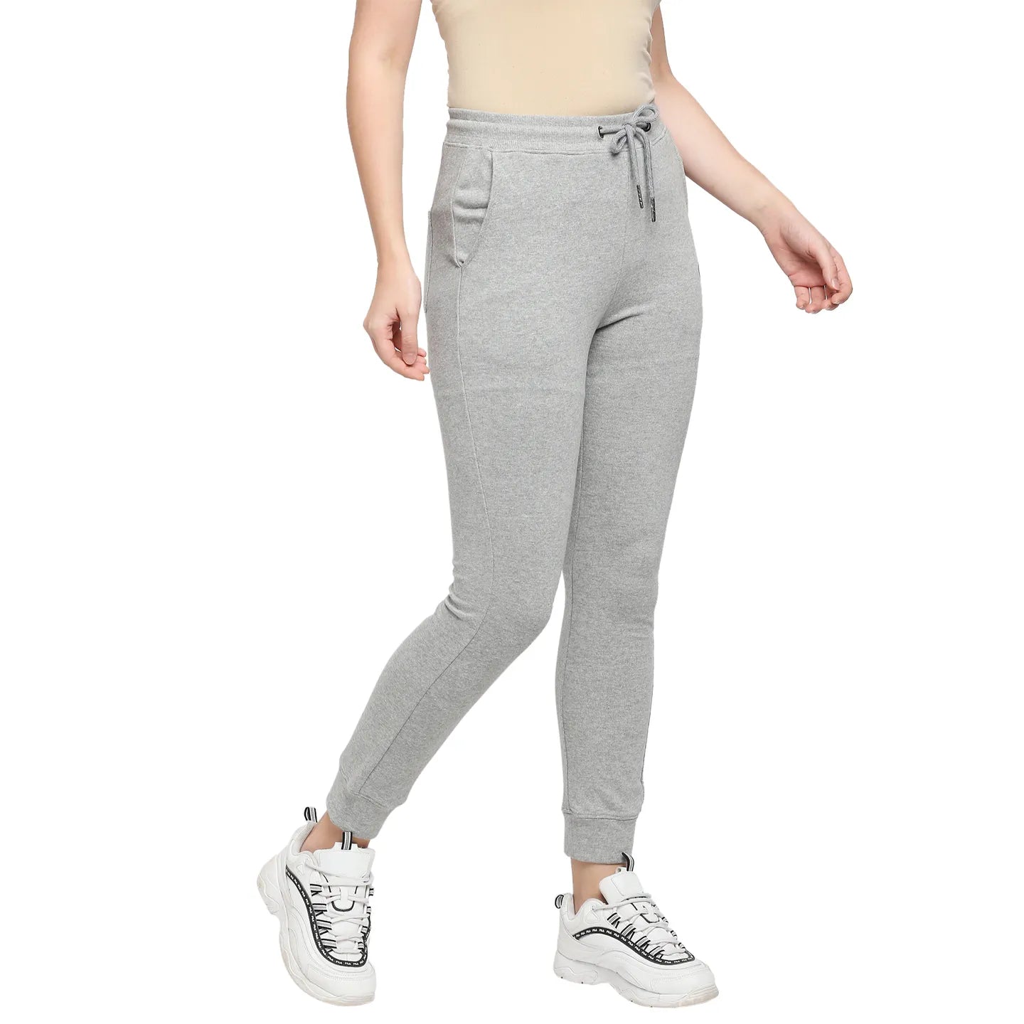Being Human Clothing Women Slim  Fit Jogger Track-Grey Melange
