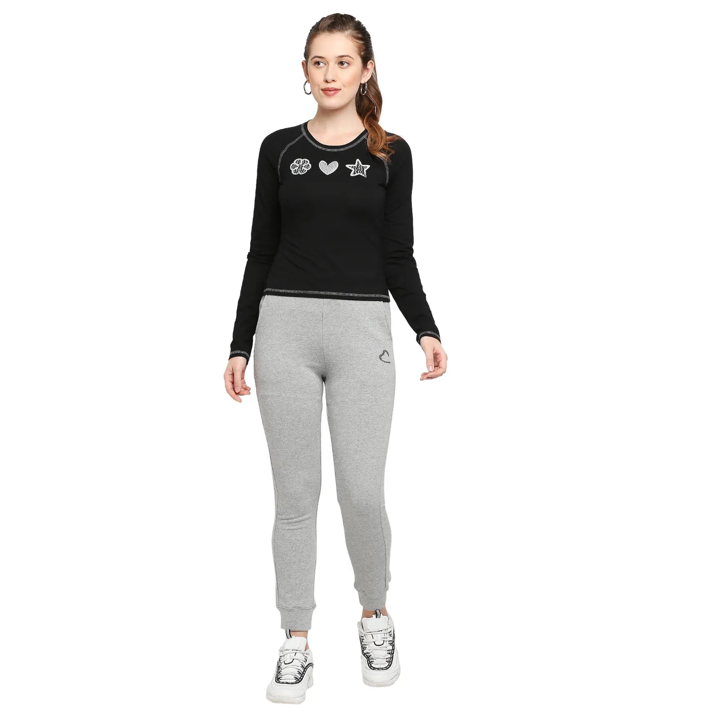 Being Human Clothing Women Slim  Fit Jogger Track-Grey Melange
