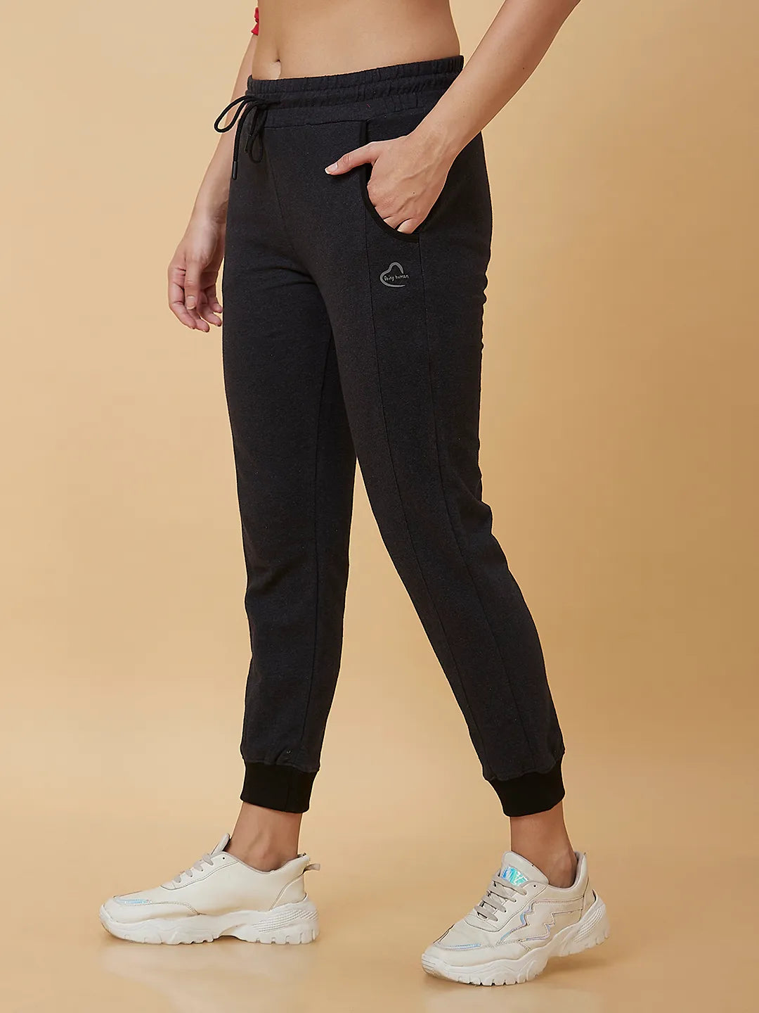 Women Regular Fit None Track Charcoal by Being Human Clothing