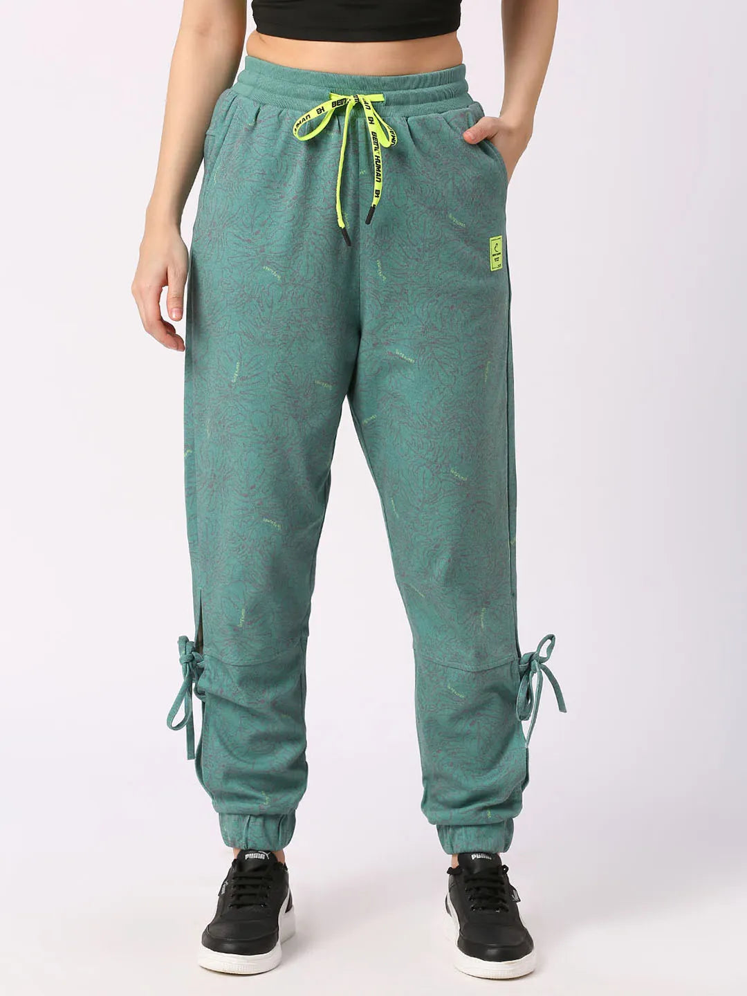 Being Human Clothing Women Drop Crotch Loose Fit Joggers-Alpine Green