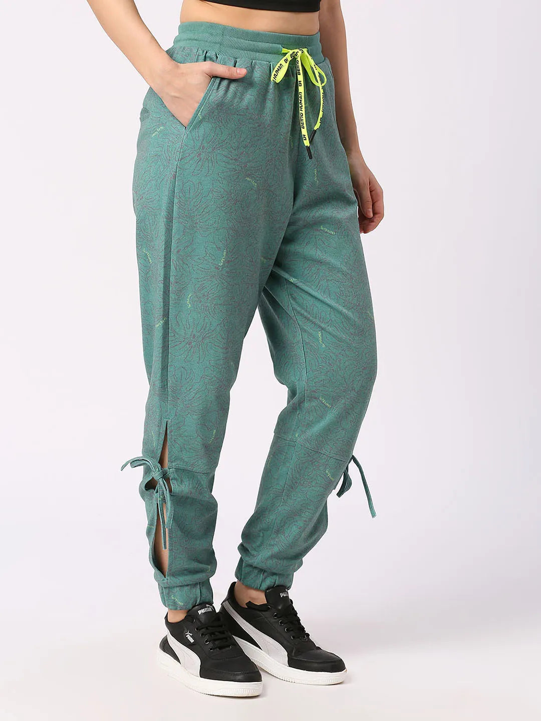 Being Human Clothing Women Drop Crotch Loose Fit Joggers-Alpine Green