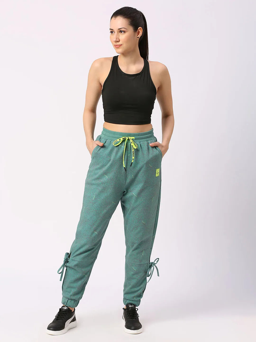 Being Human Clothing Women Drop Crotch Loose Fit Joggers-Alpine Green