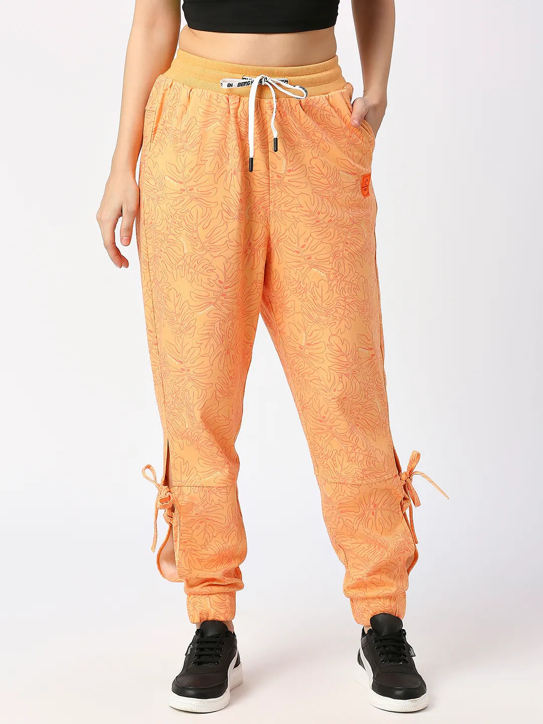 Women Drop Crotch Loose Fit Joggers-Amber Yellow by Being Human Clothing