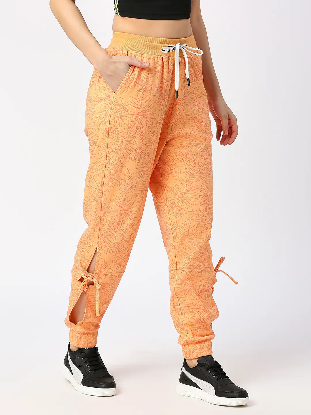 Women Drop Crotch Loose Fit Joggers-Amber Yellow by Being Human Clothing