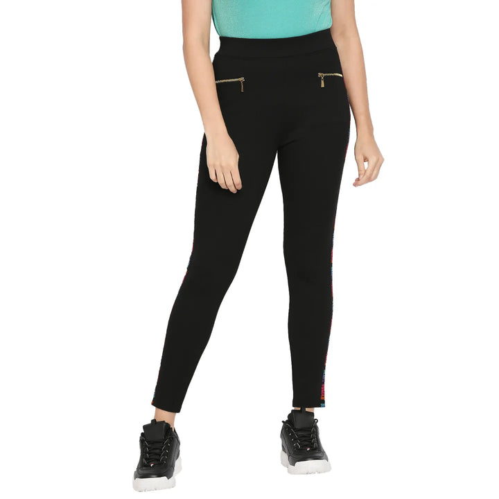 Black Slim Fit Women's Leggings By Being Human Clothing