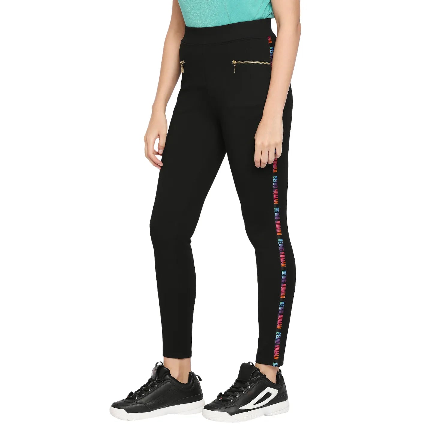 Being Human Clothing Women Skin Tight Leggings-Jet Black