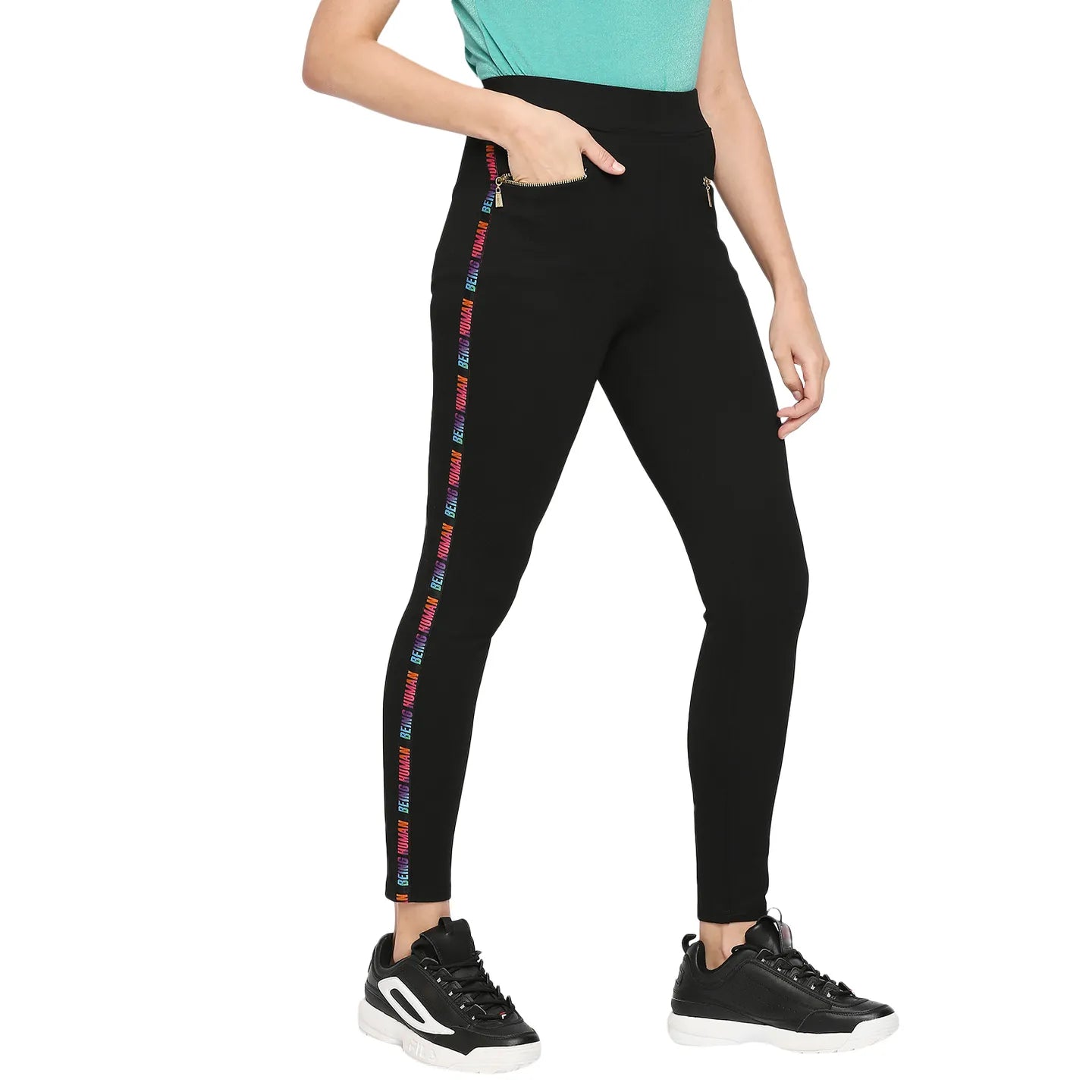 Being Human Clothing Women Skin Tight Leggings-Jet Black